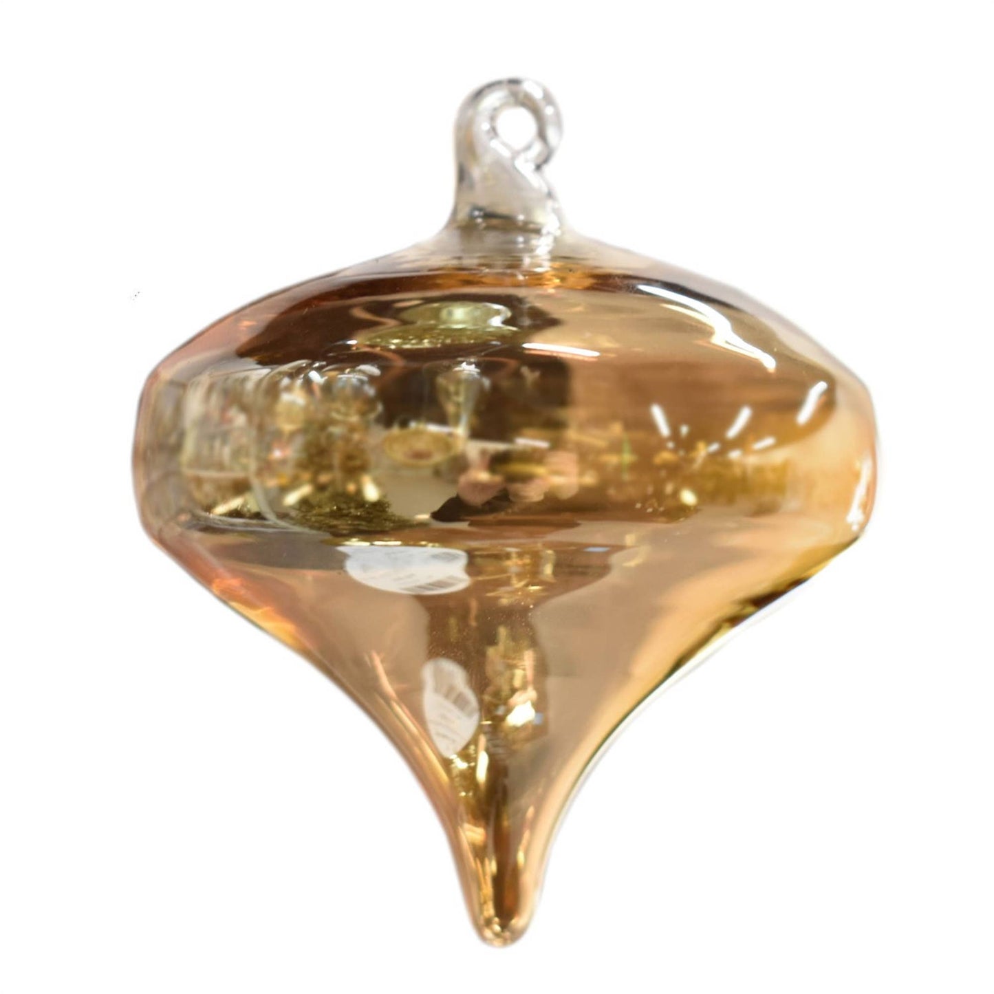 Iridescent Blown Glass Onion Finial Ornament - Gold