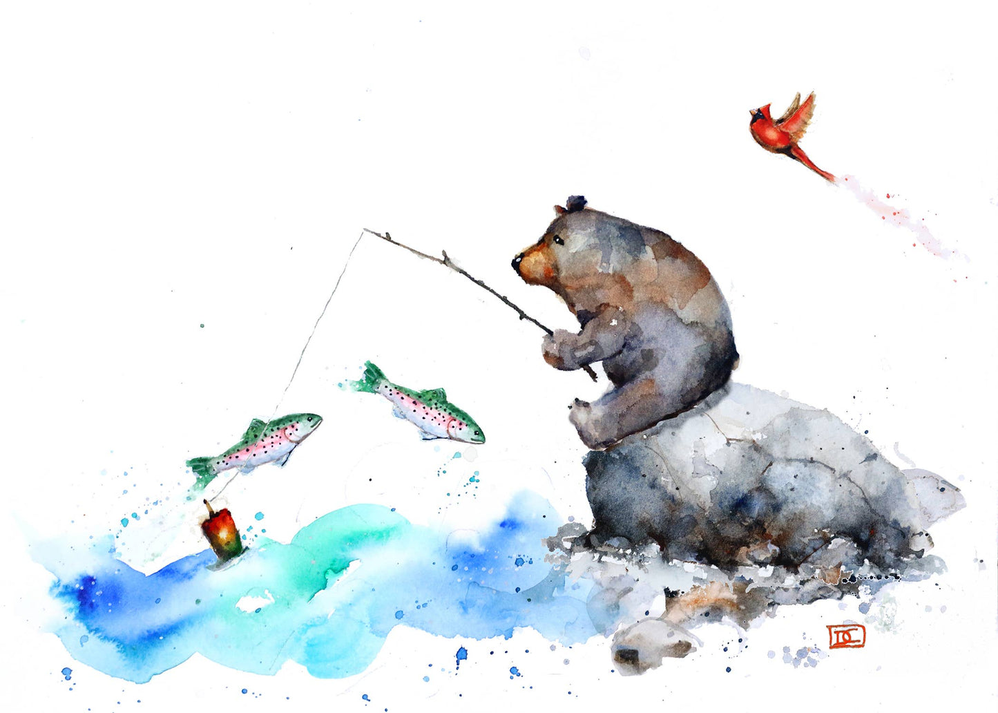 5 x 7" Greeting Card 'FISHING BEAR'
