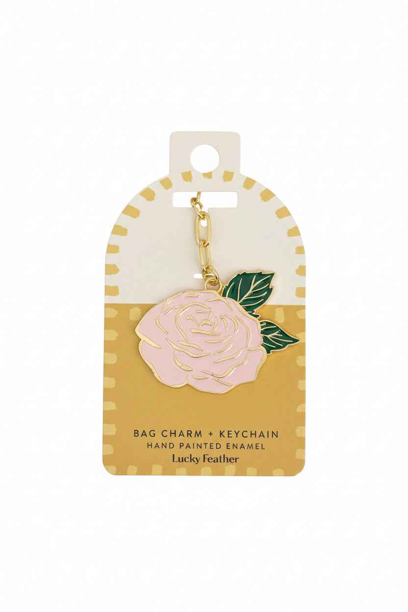 Enamel Bag Charm Keychain - Flower