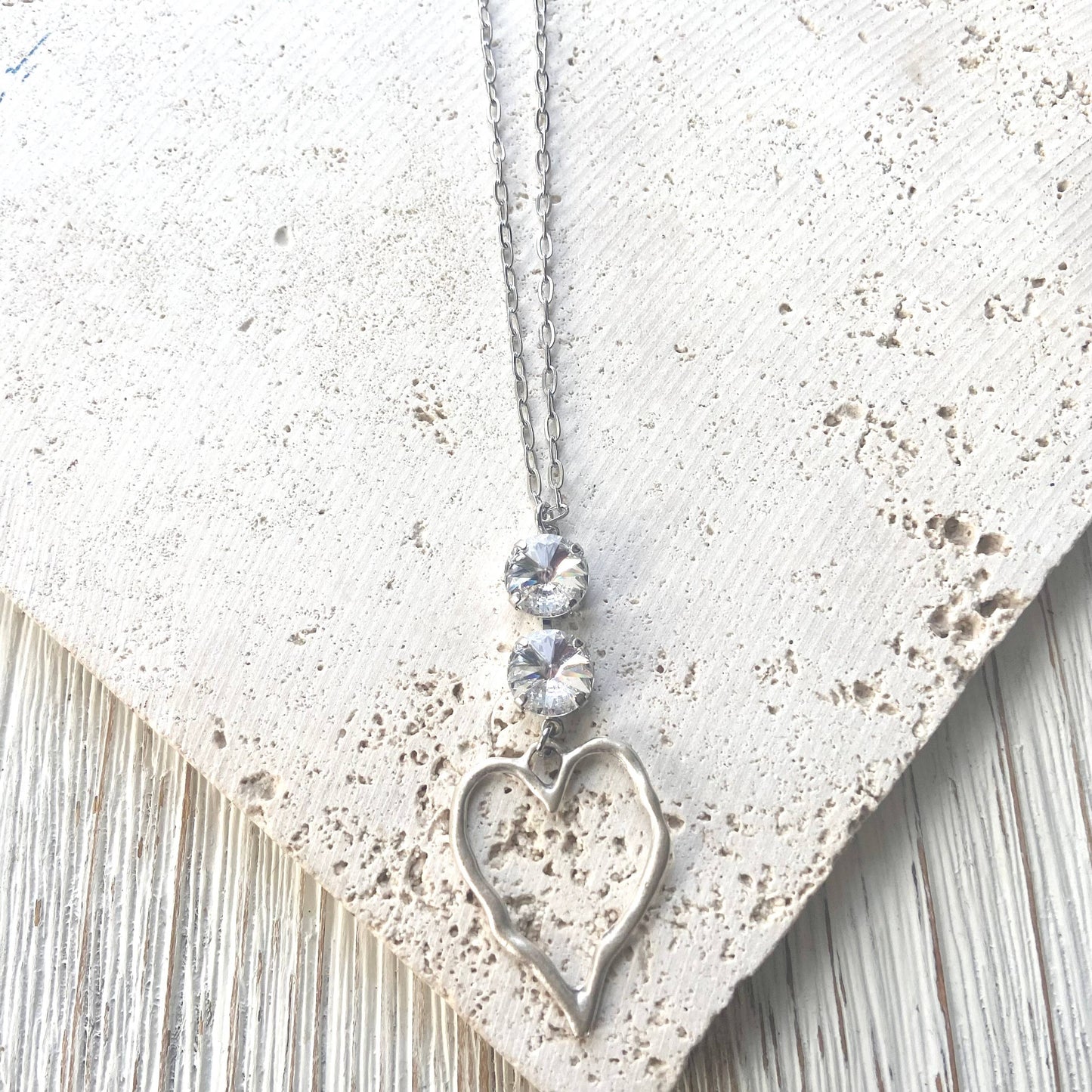 Crystal heart necklace Valentine love boutique salon