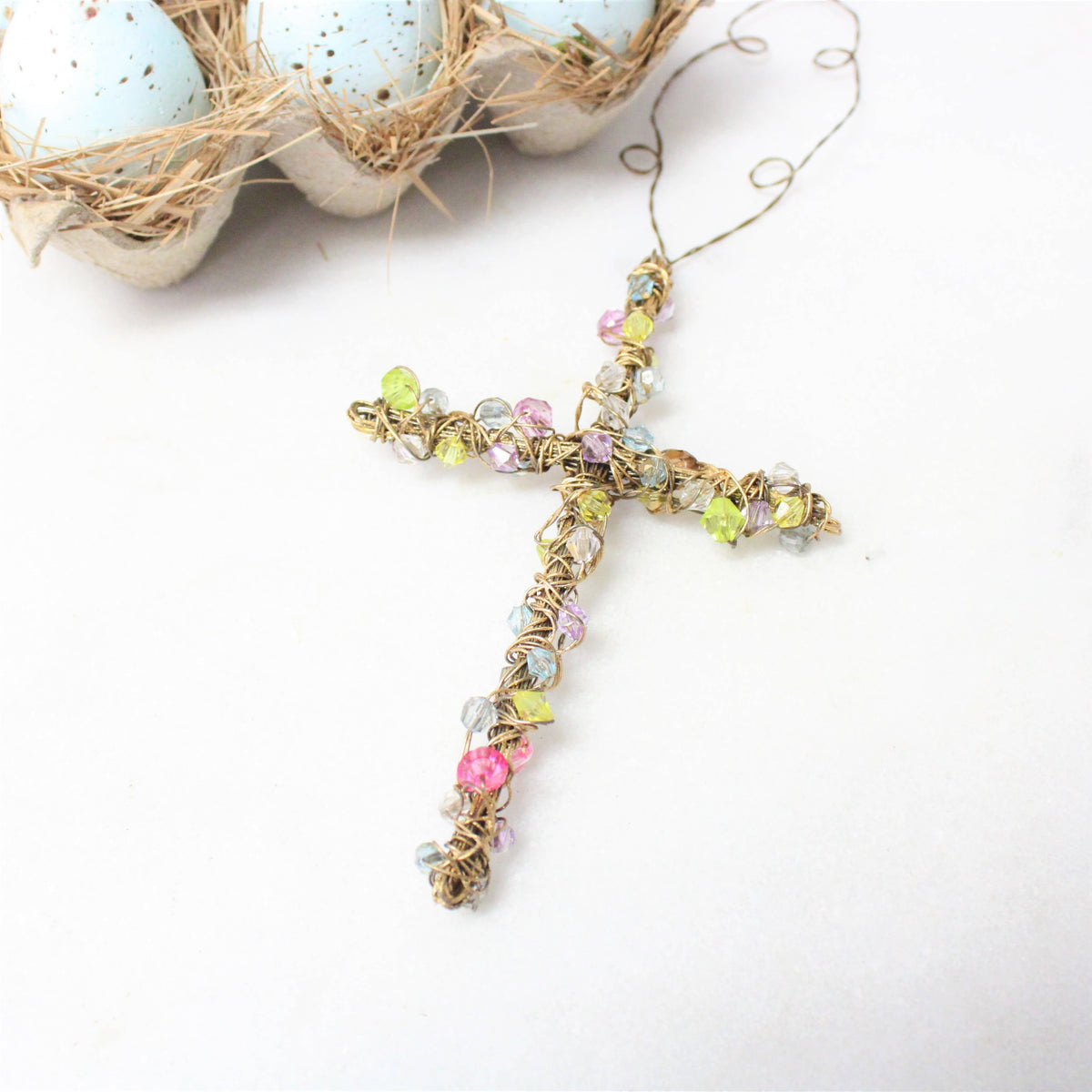 6in Gold Wire Cross -Pastel