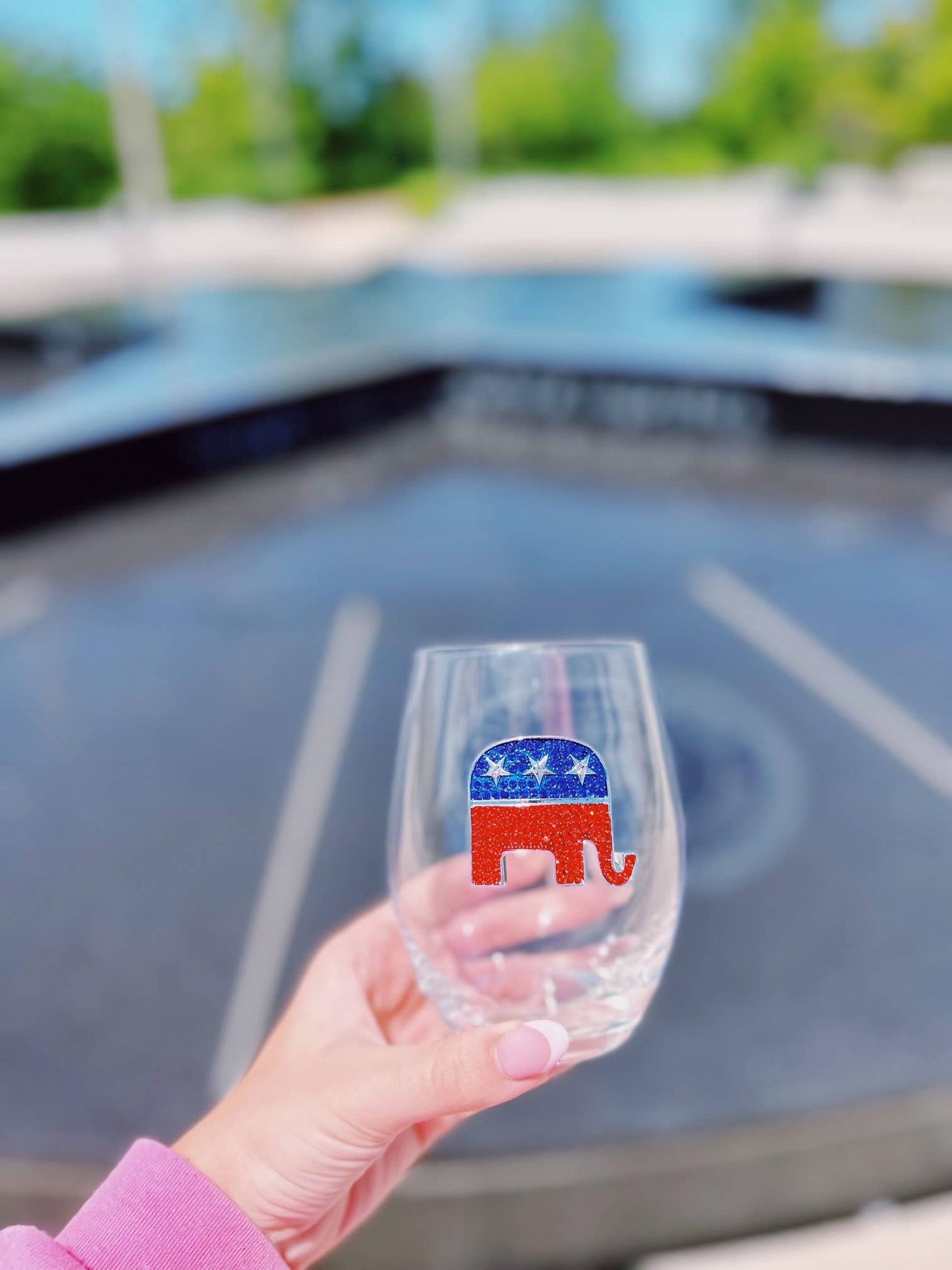 RWB Elephant Jewel Wine Glass