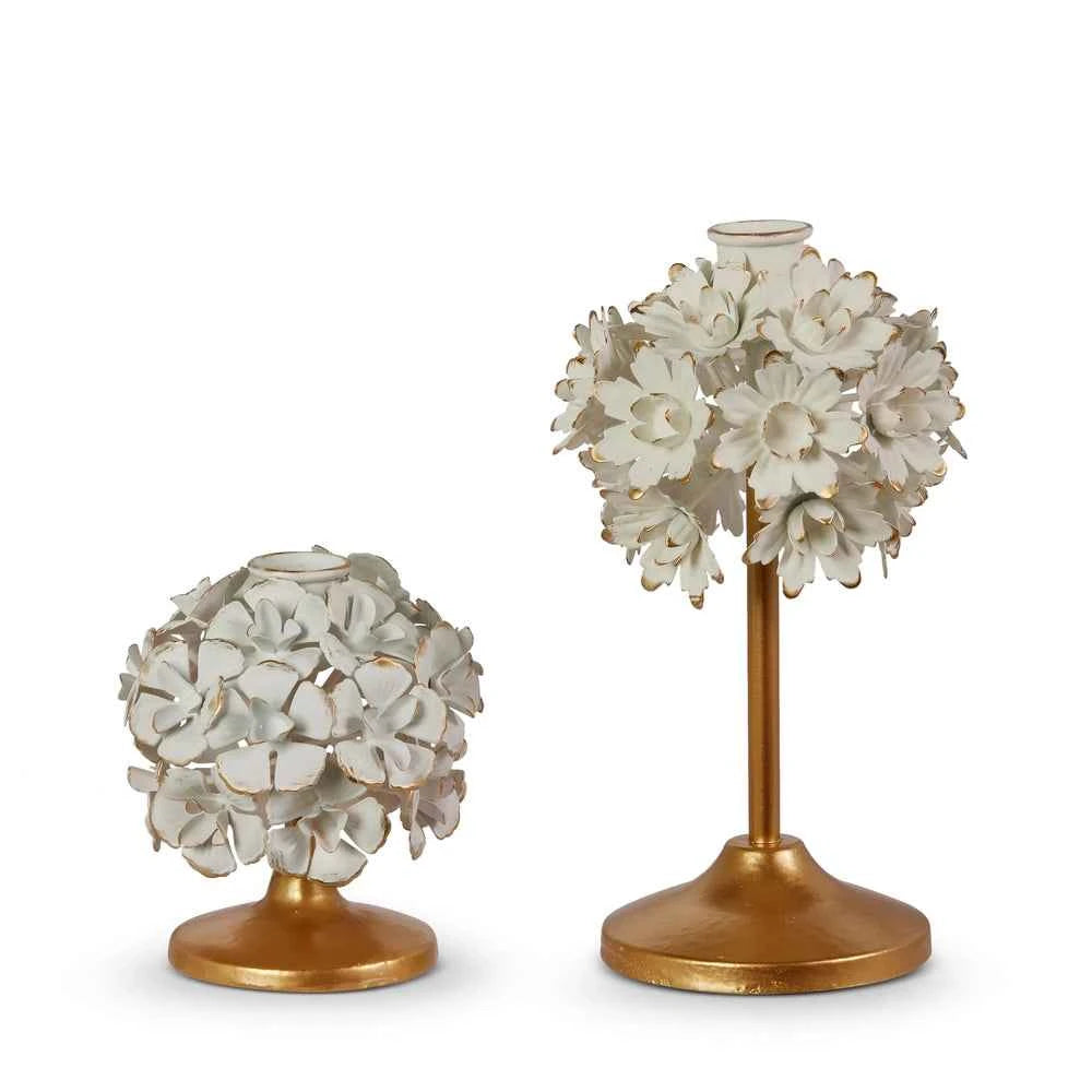 Cream Floral Candle Holders 2 pc