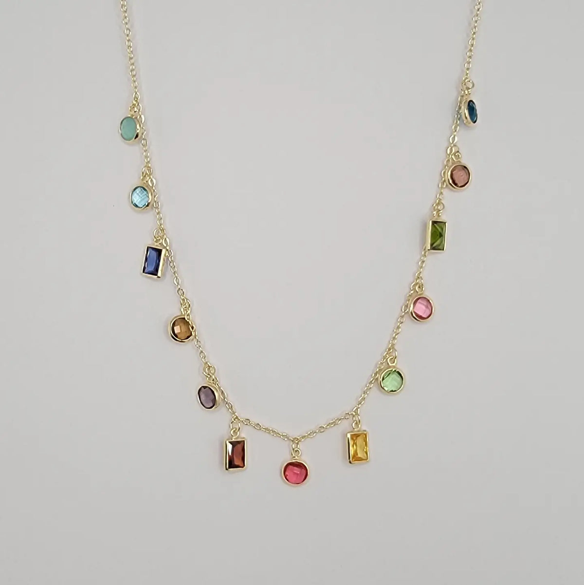 Multi Color Glass Cubic Charm Necklace