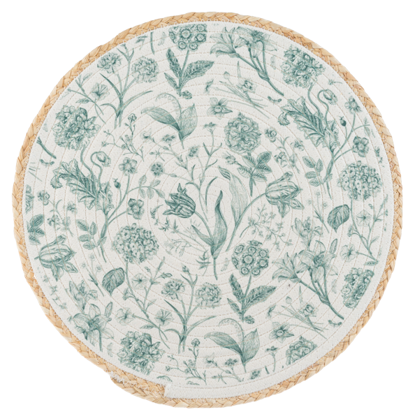 Round Green Botanical Placemat
