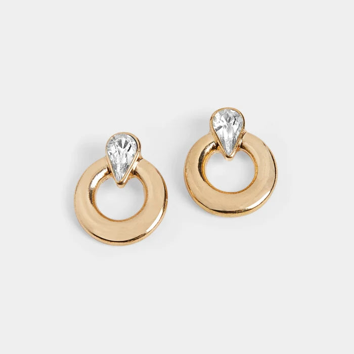 Teardrop Stone Ring Stud Earrings