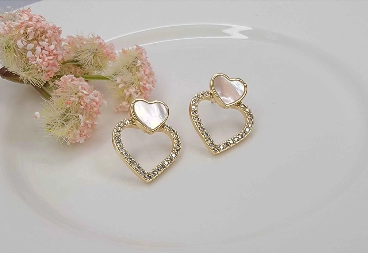 Double Heart Dangle Earrings