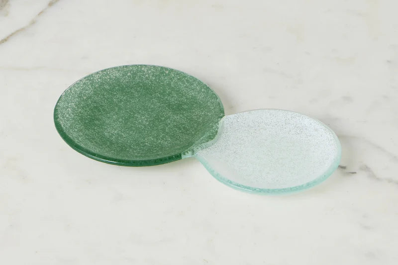 Glass Snack and Tea Duo Plate, Spruce Green