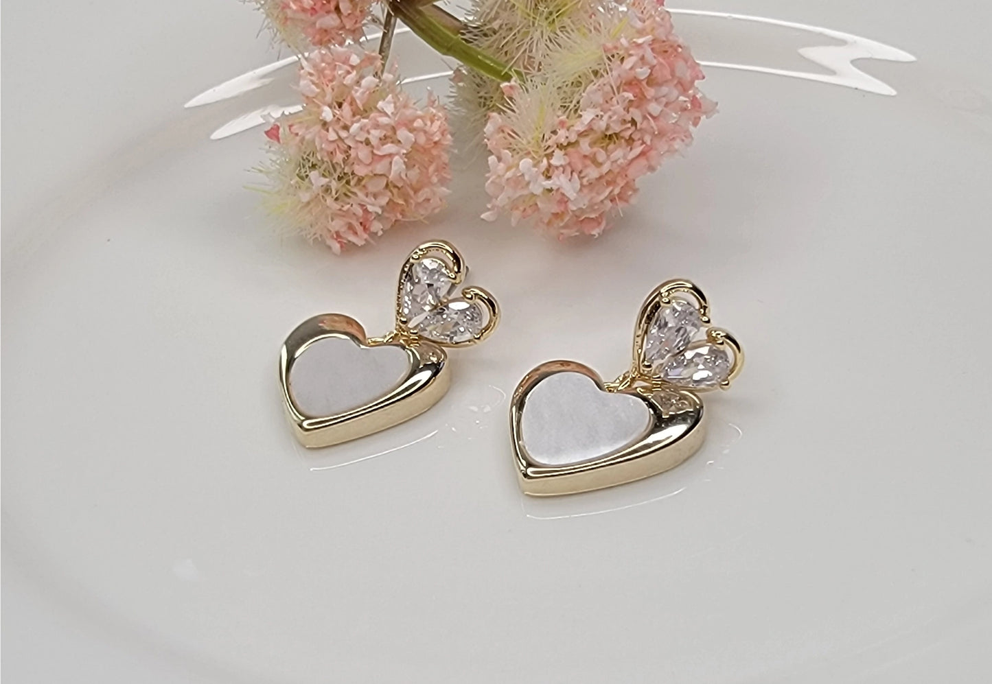 Double Heart Dangle Earrings