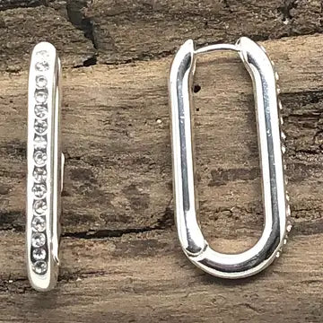 paper clip style earrings w/ rhinestones