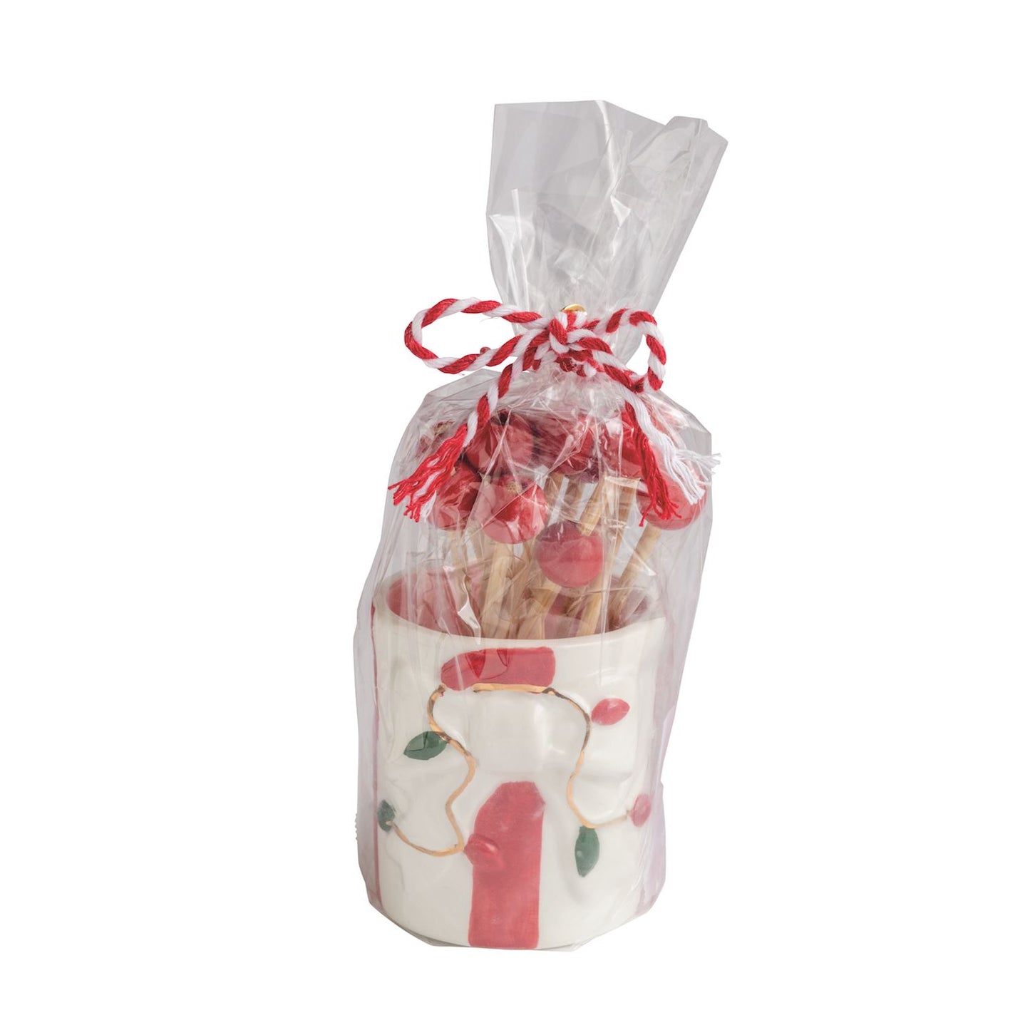 White Lights Bow Toothpick Caddy Set