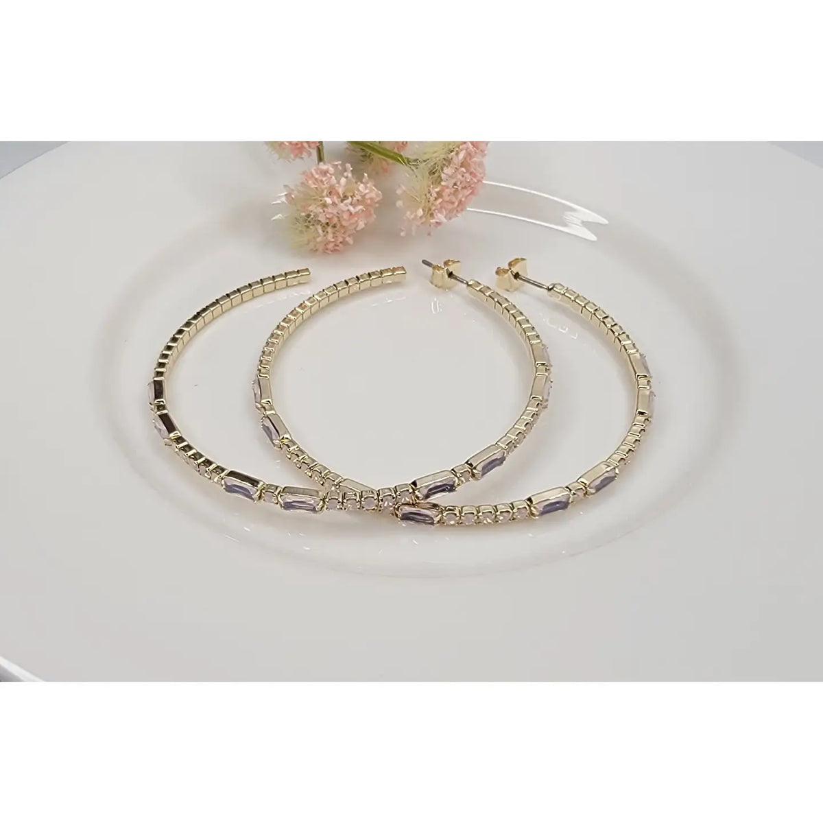 Cz with Rhinestone Hoop Earrings