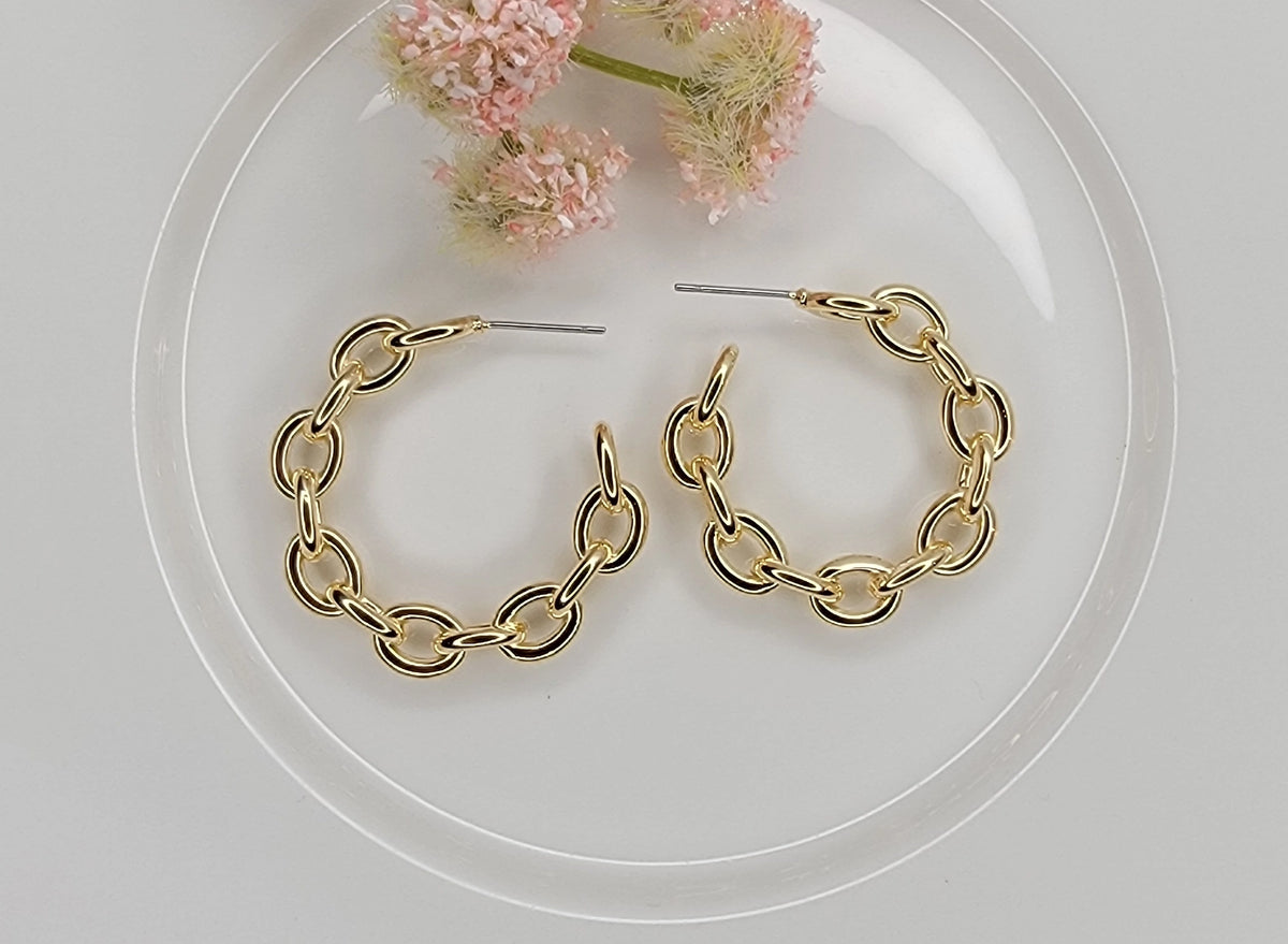 Link Chain Style Hoop Earrings