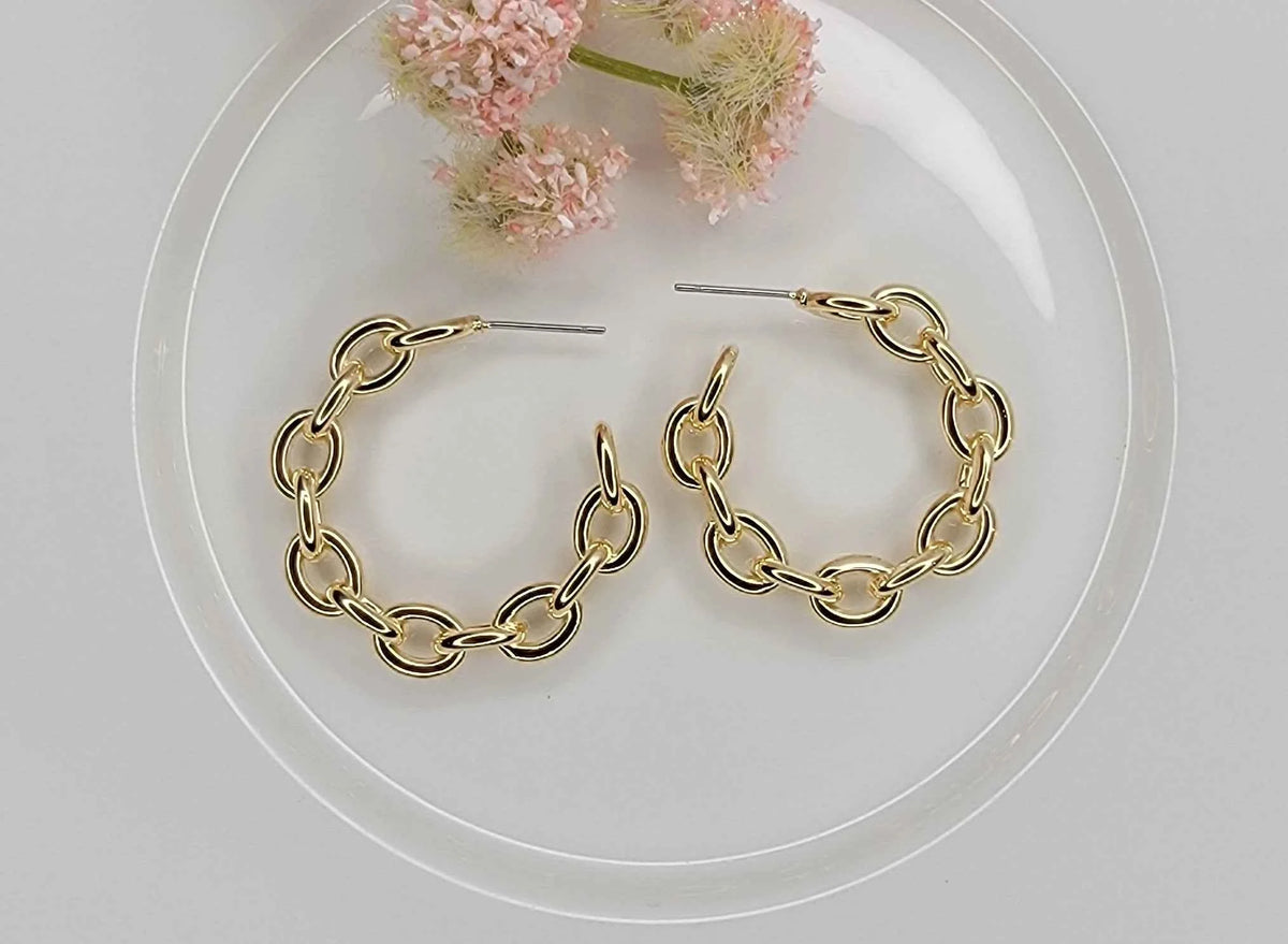 Link Chain Style Hoop Earrings