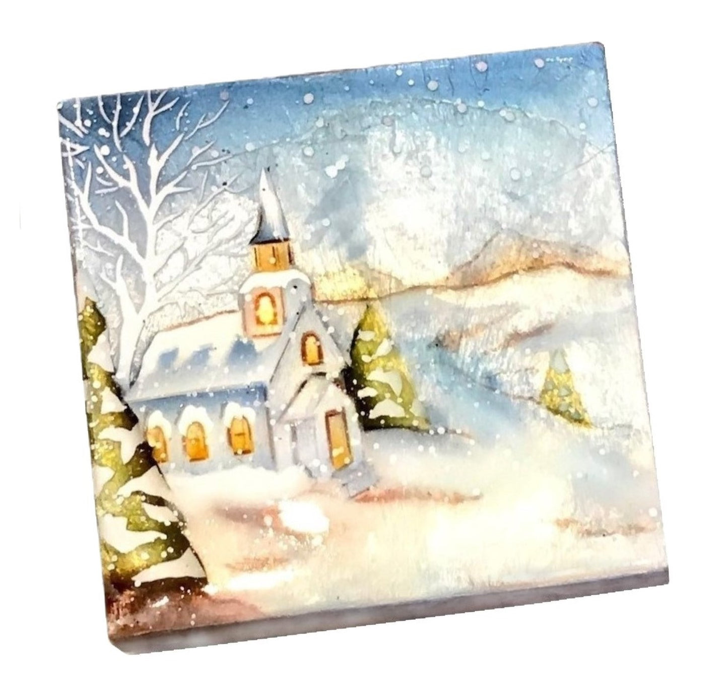 Winter Church Capiz Box