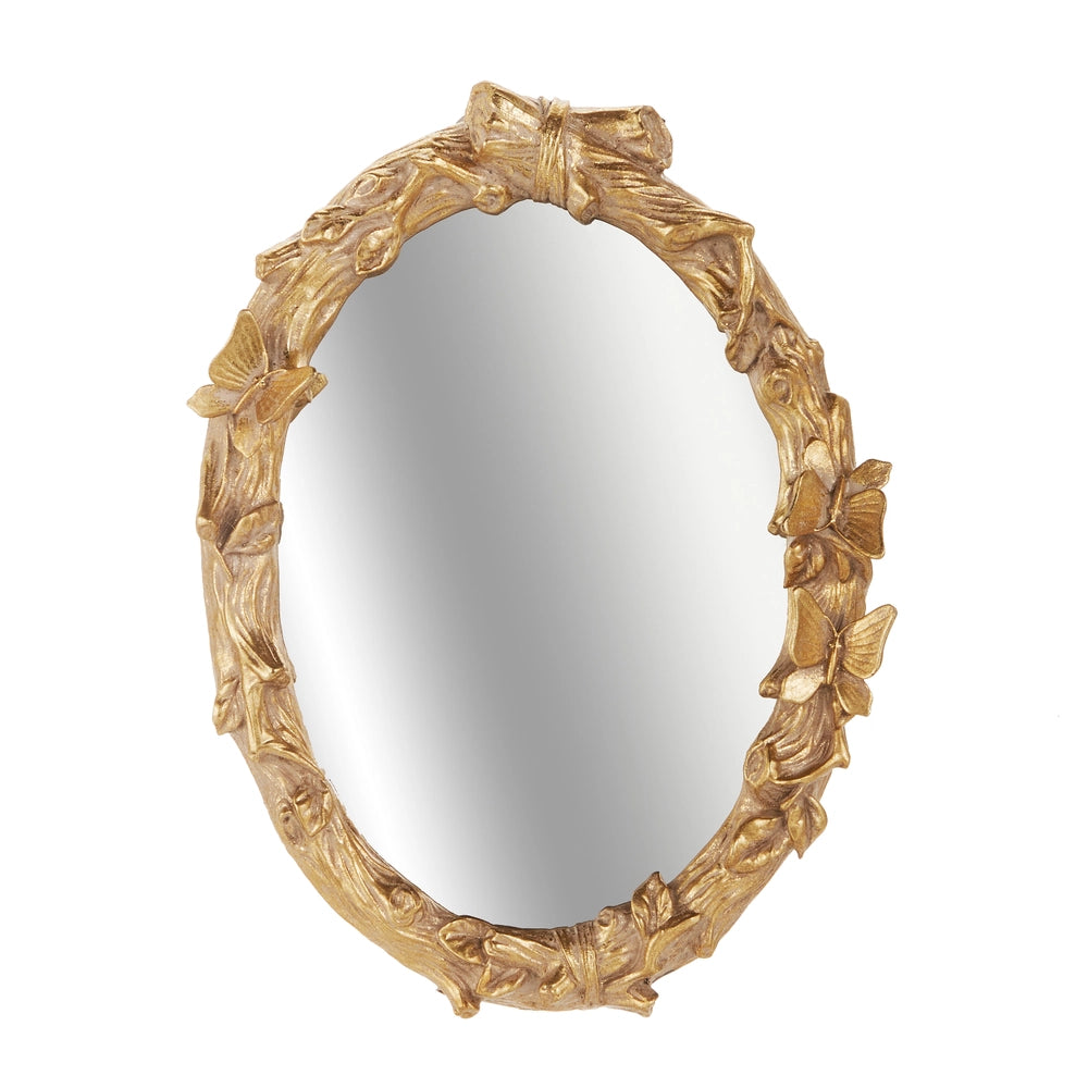 Butterfly on Branch Oval Mirror