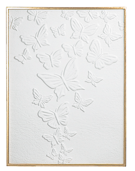 Embossed White Butterfly Wall Decor