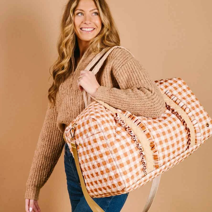 On-The-Go Quilted Weekender Bag-Maple Gingham
