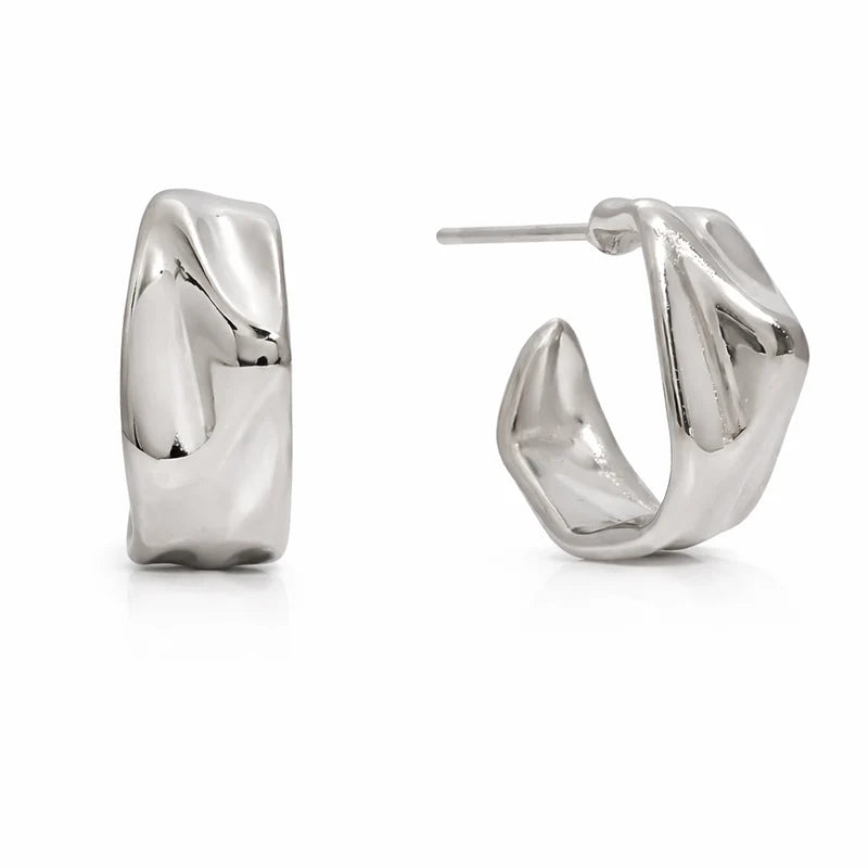 Silver Hammered Hoops