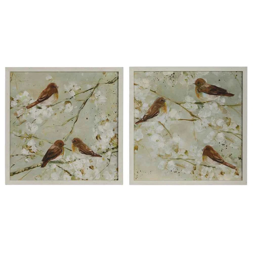 20" Wrens on Branch Framed Print - Sold Separately