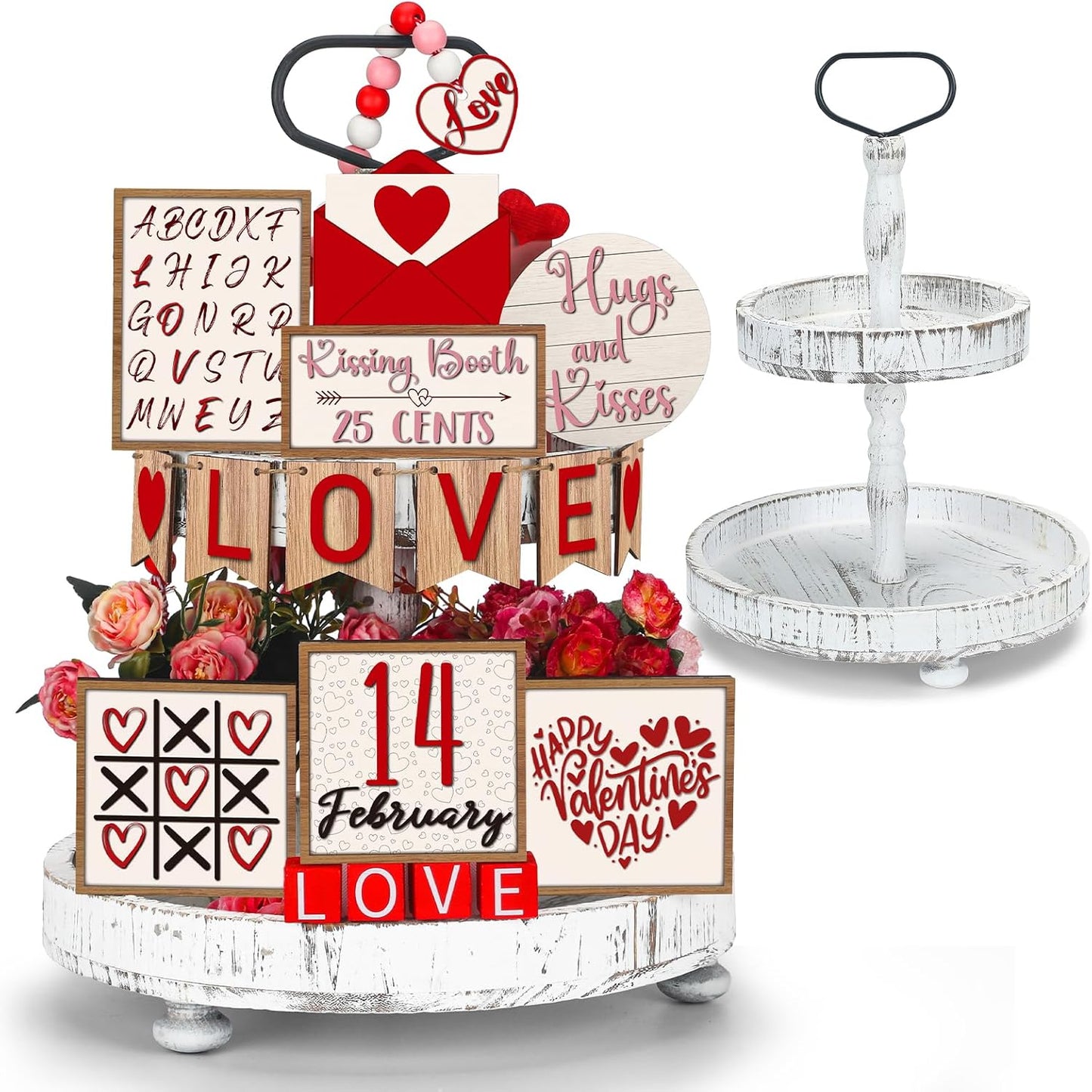 2 tiered white serving tray