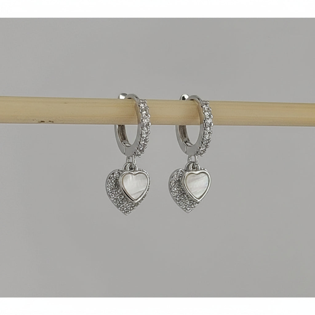 Double Heart Pendant Clicker Earrings