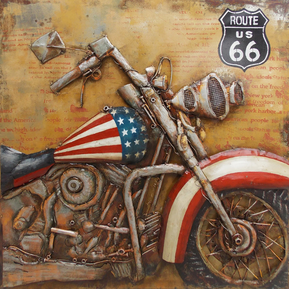 3D WALLART -ROUTE 66- MOTORCYCLE