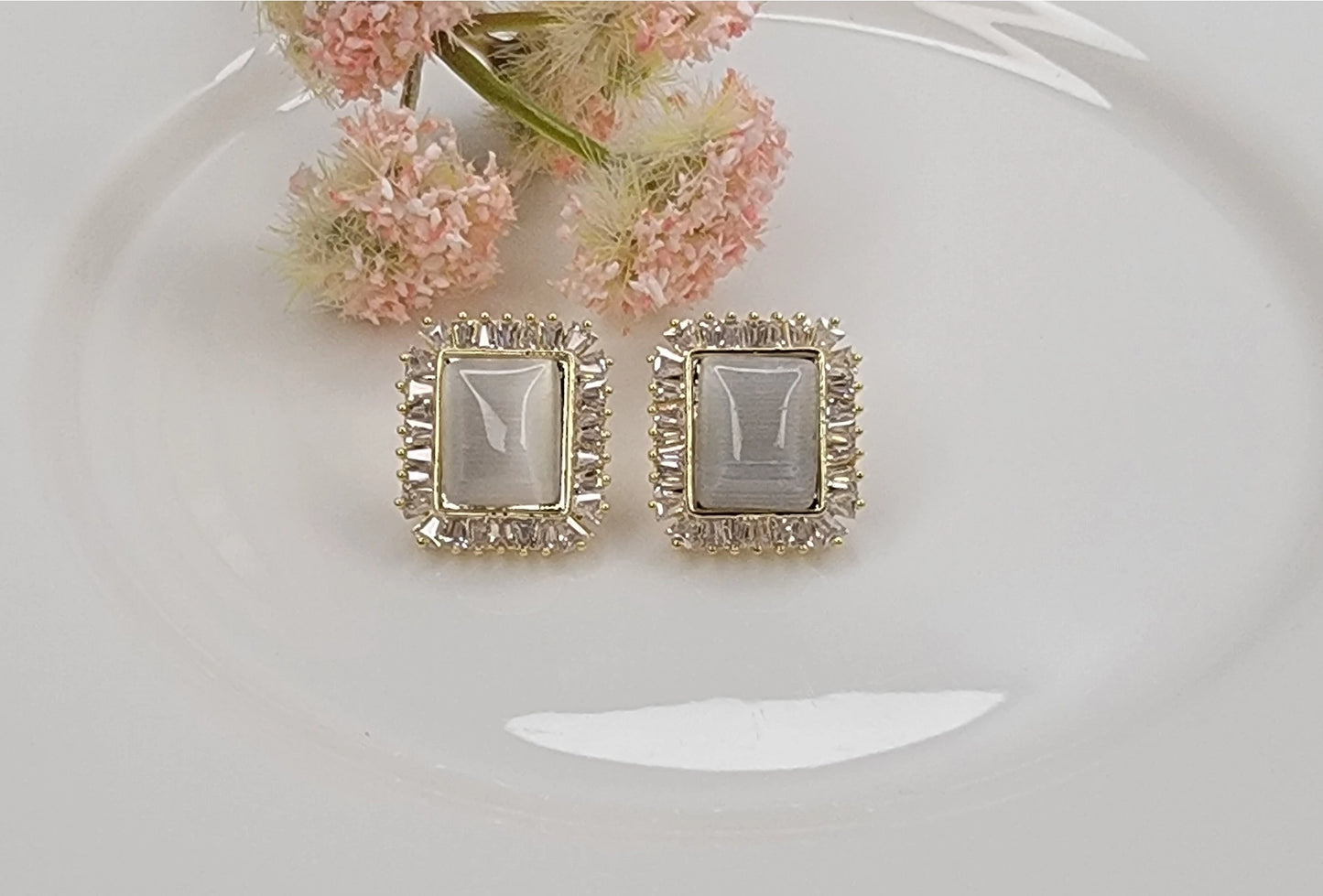 Cats Eye Post Earrings