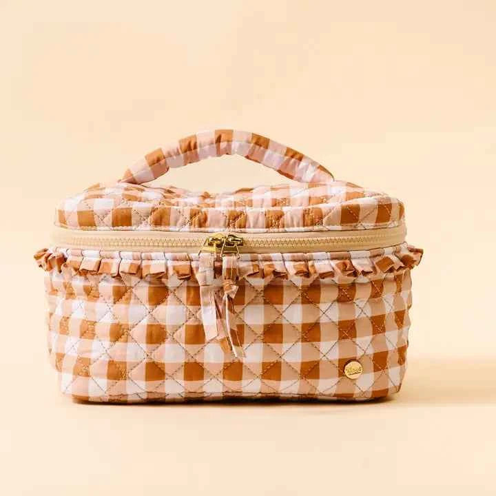 Glam & Go Quilted Cosmetic Bag-Maple Gingham