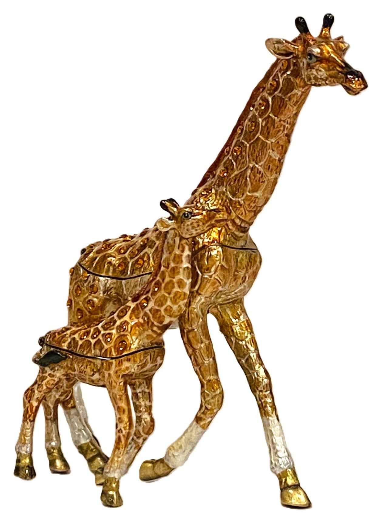 2 Standing Giraffes Trinket Box (2 pc Mom & Baby)