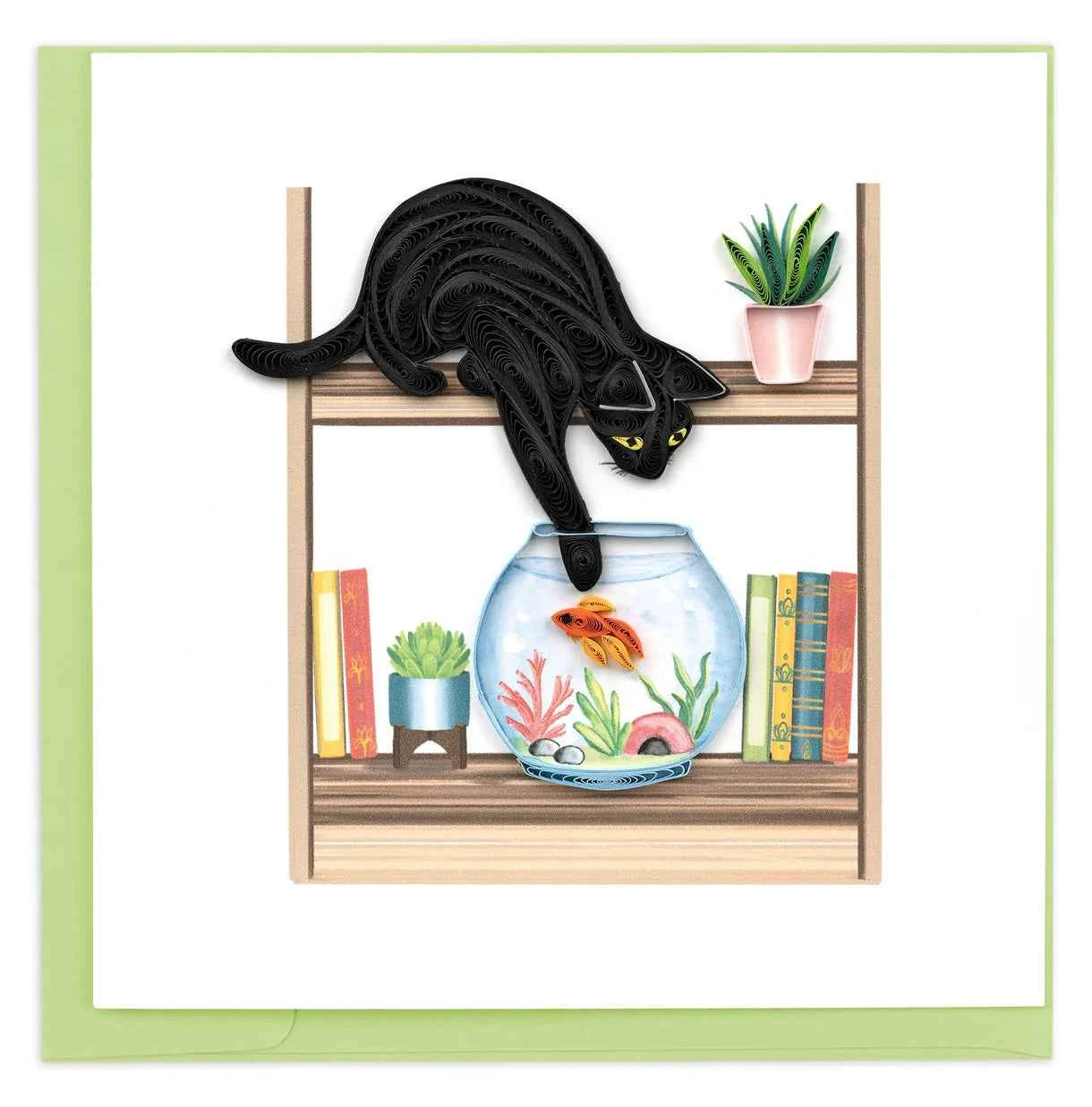 Quilled Mischievous Cat Greeting Card
