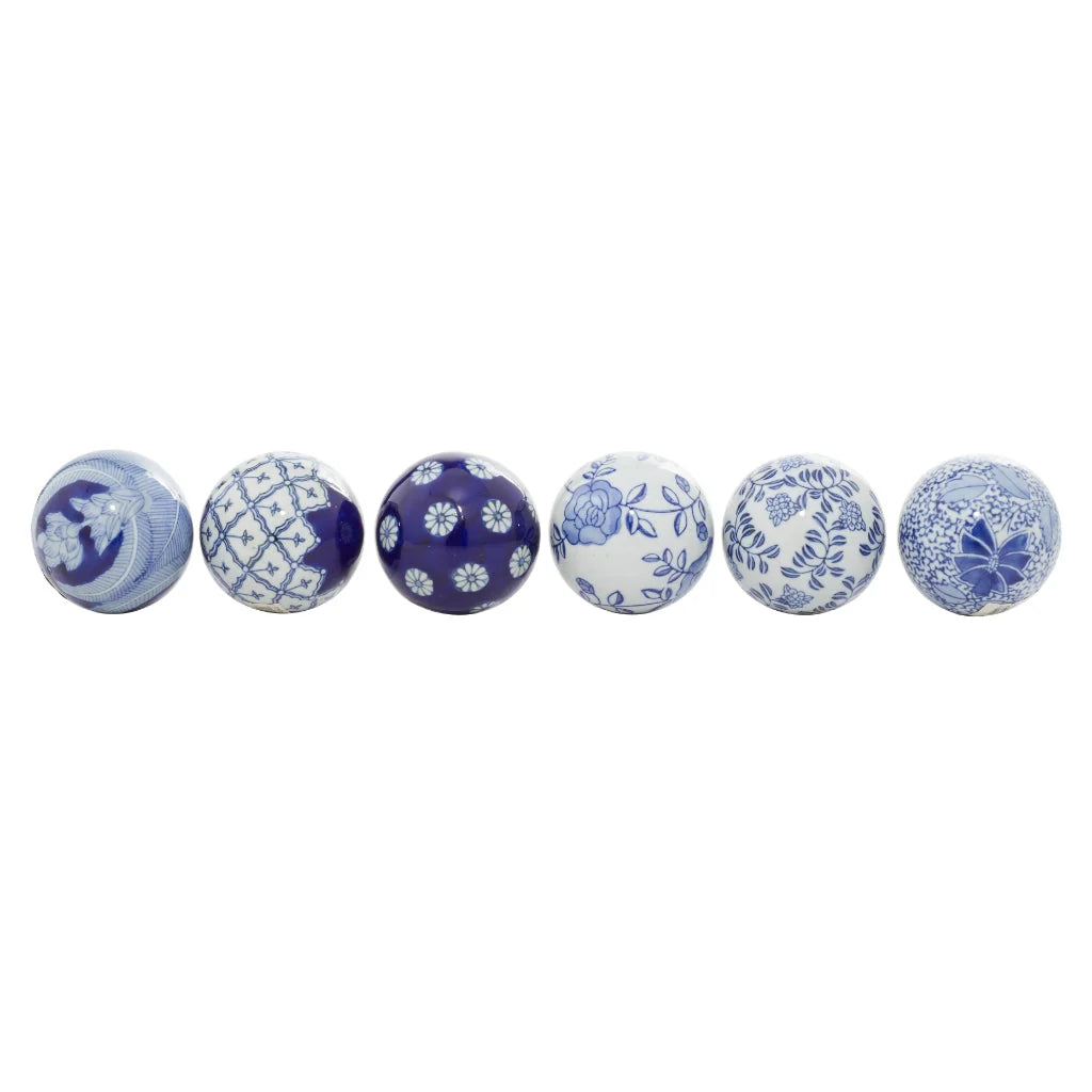 Ceramic Floral Glass Orbs -Sold Separately