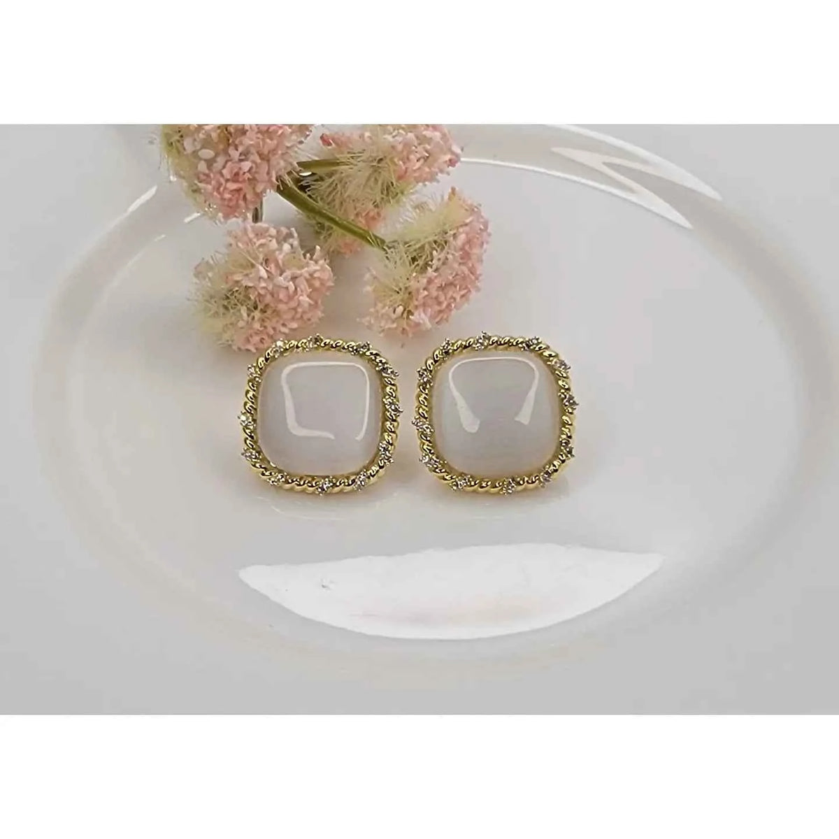 Square Cat Eye Post Earrings