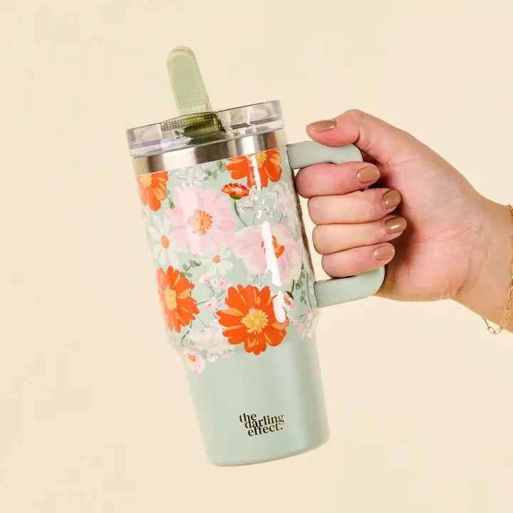 20 oz Lifestyle Flip Straw Tumbler-Bouquet Beauty Sage