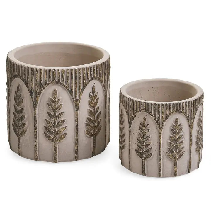 Planter Pine Branch Cement Beige - Large
