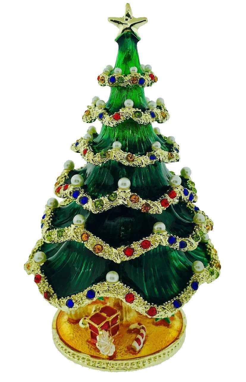 Christmas Tree Trinket Box with Pearl