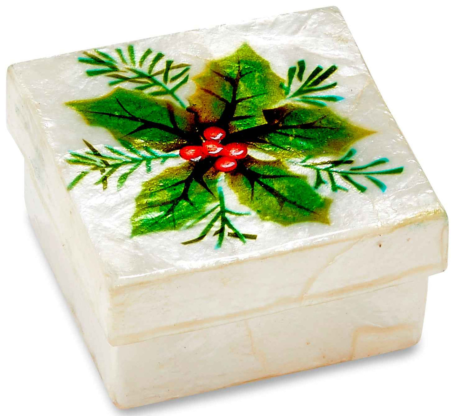 Capiz Box Holly Leaf