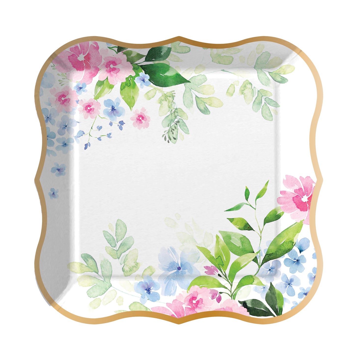 Pretty Florals in Pink and Blue Paper Dinner Plate