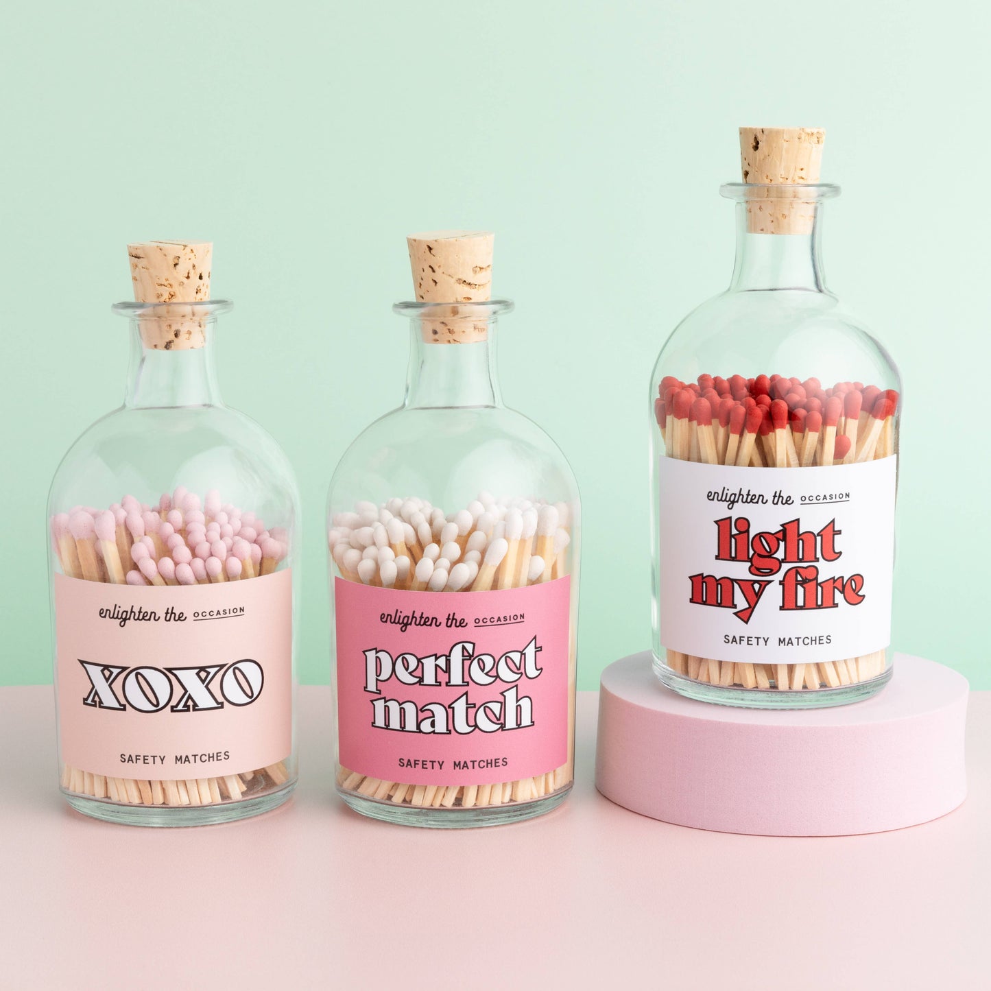 Perfect Match Apothecary Jar with White Wooden Matchsticks