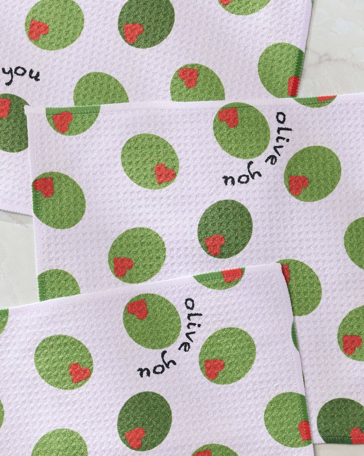 Geometry - Olive You Dishcloth Set