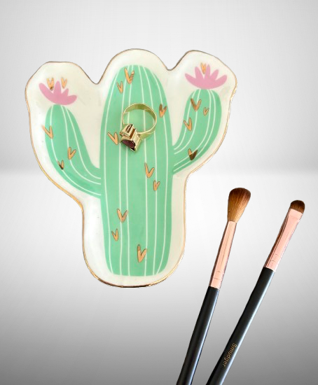 Cactus Trinket Dish Ceramic