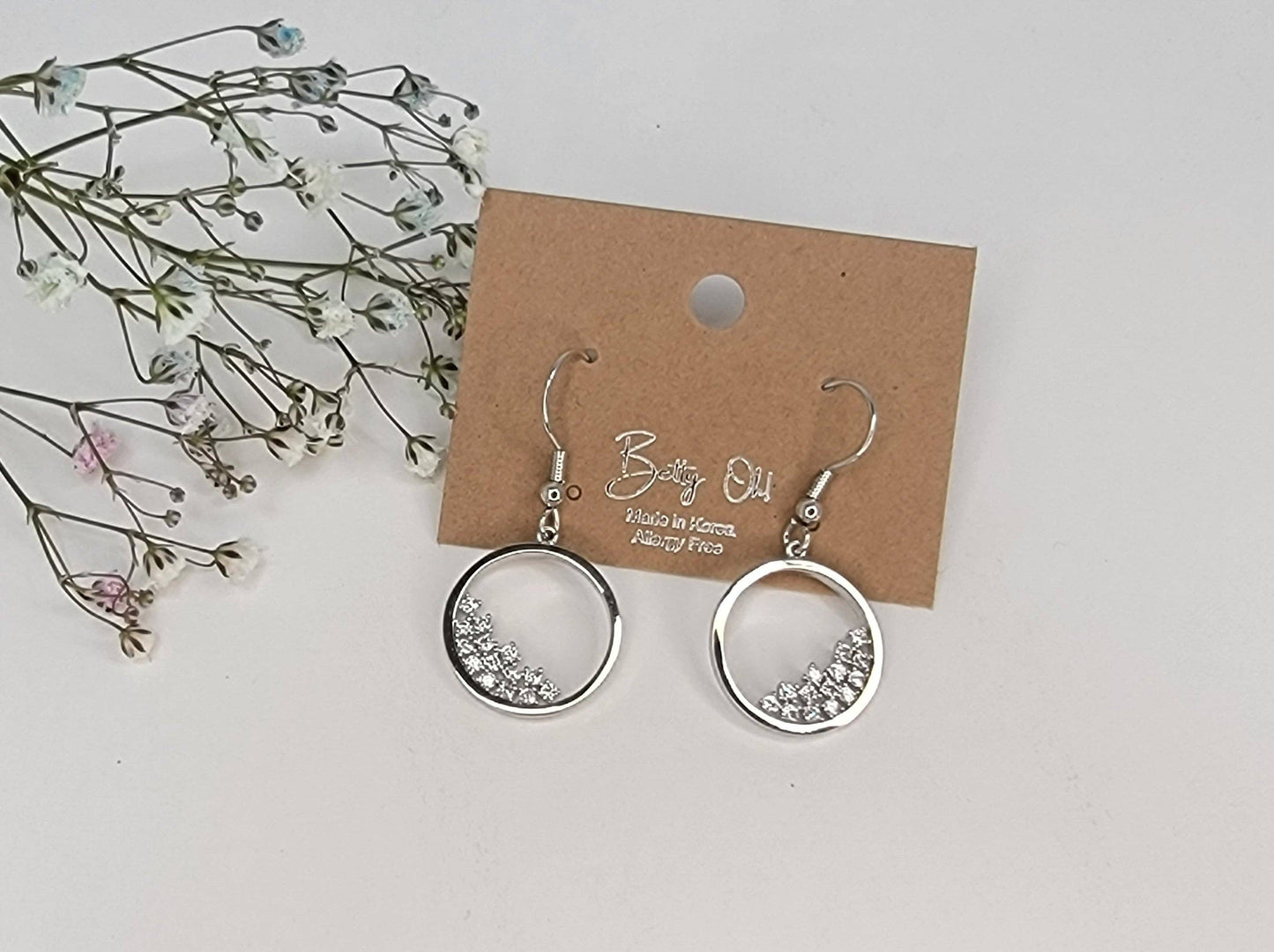 Circle Fill With Stones Hook Earring