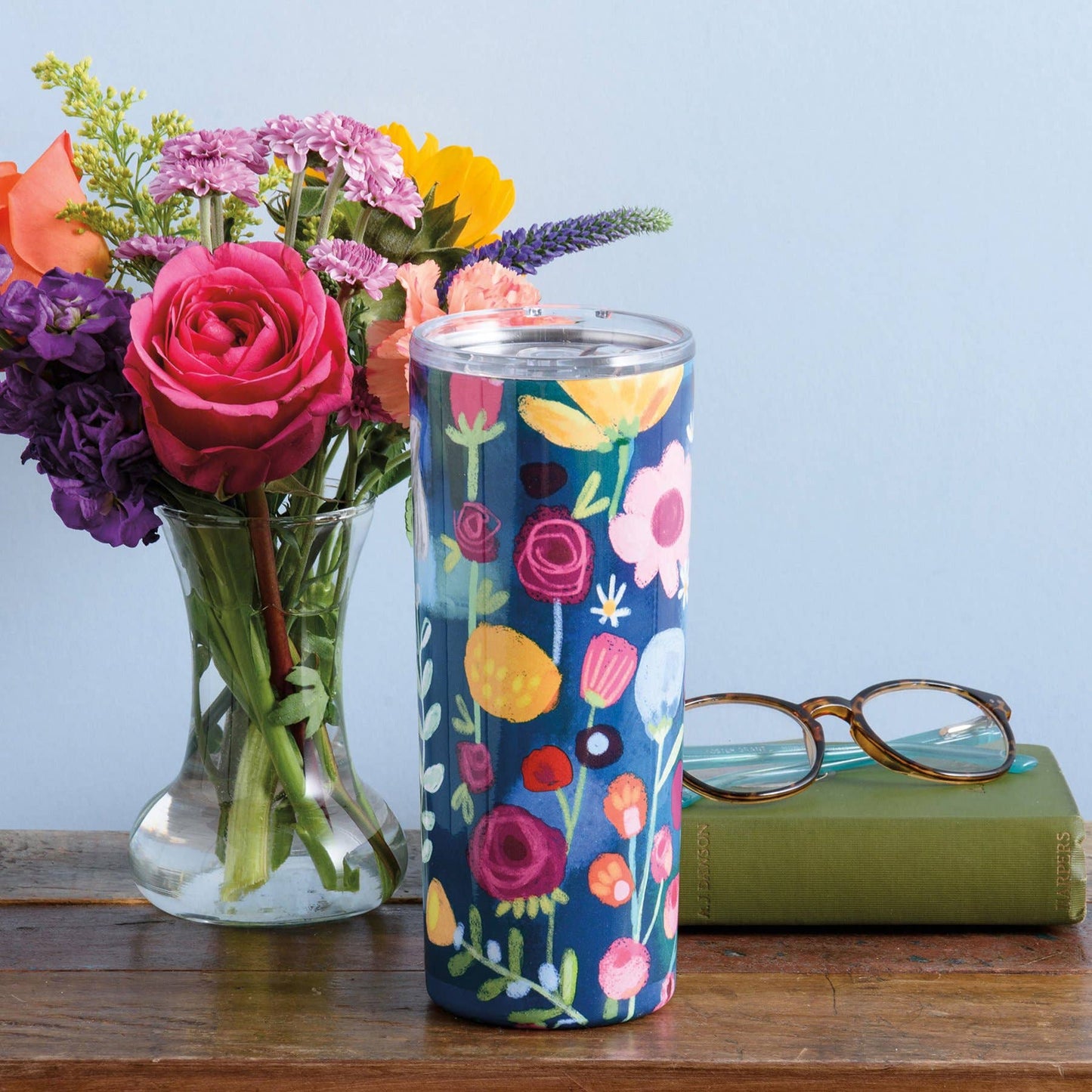 Blue Floral Tumbler