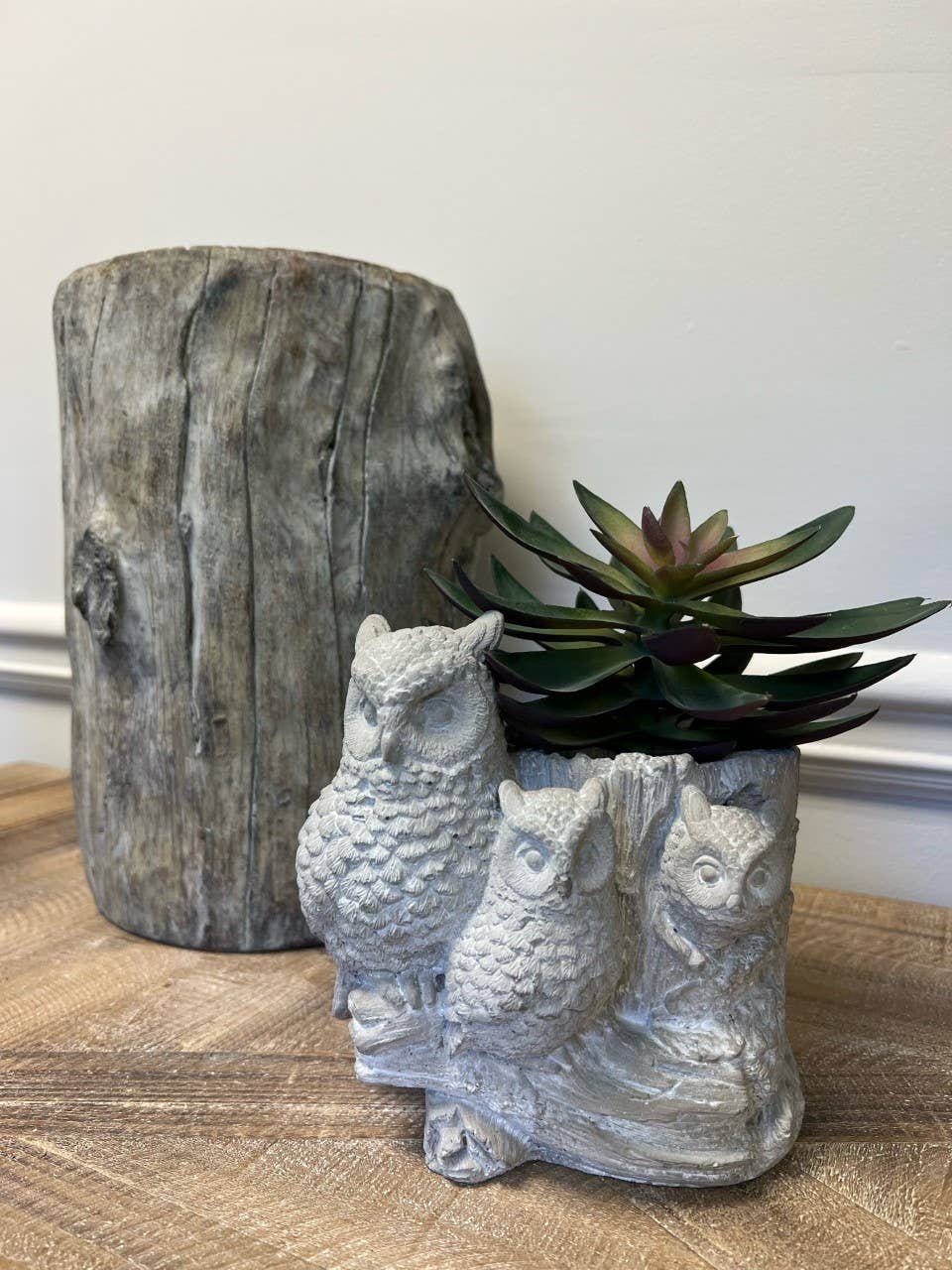Owl Planter Cement 7"
