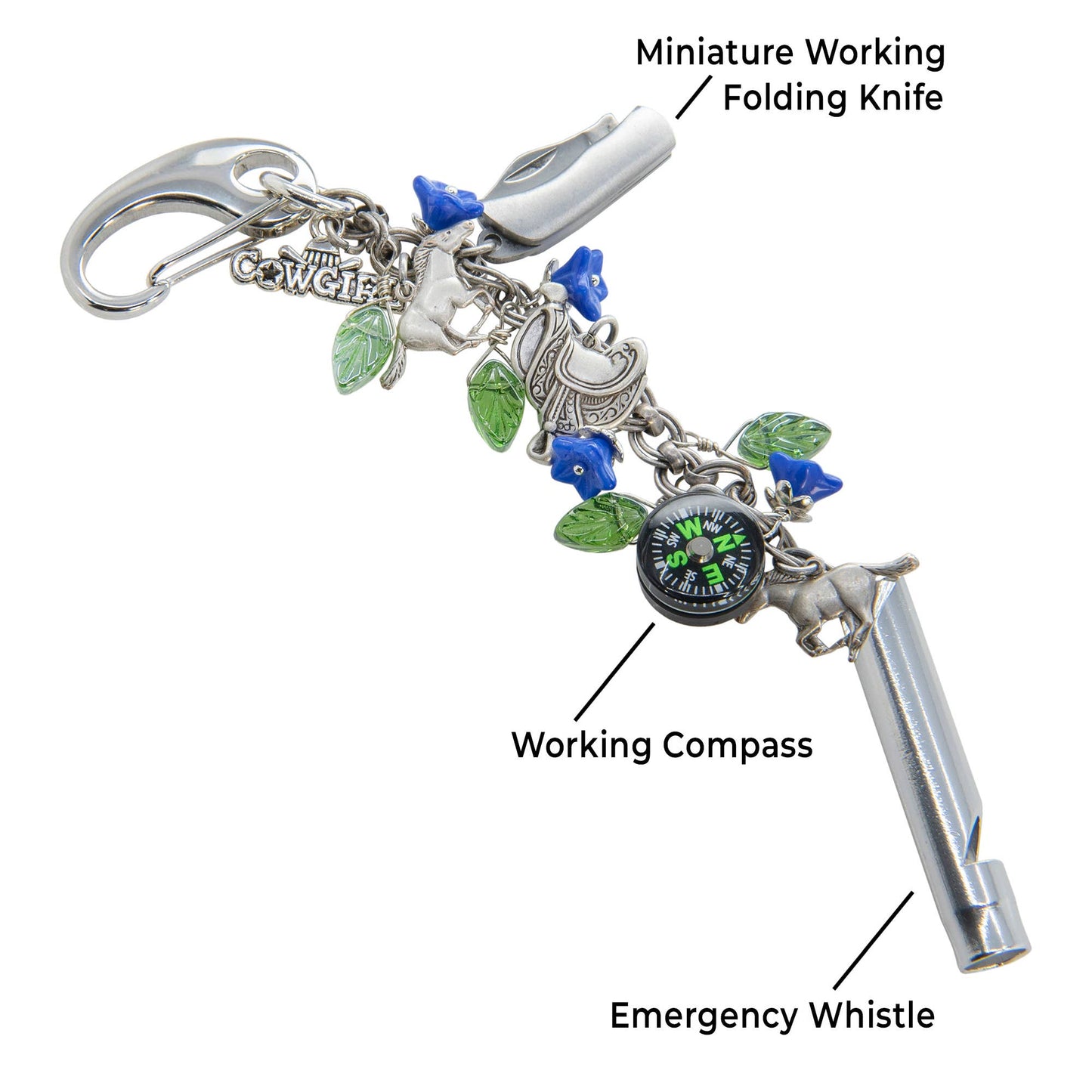 Purse Backpack Charms: Cowgirl Emergency Essential w Whistle