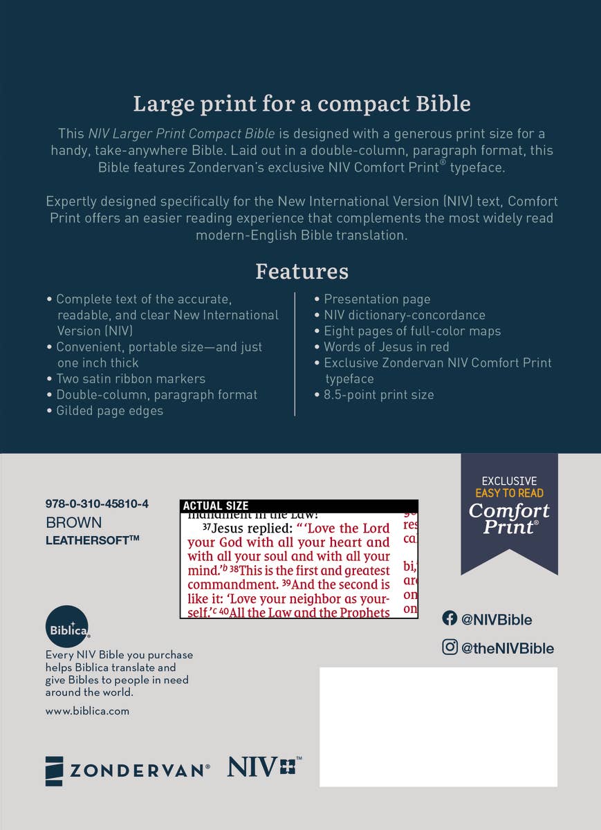 NIV, Larger Print Compact Bible