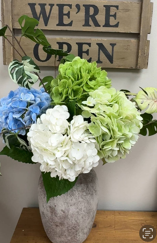 18" Realistic Real Touch Artificial Hydrangea Stem