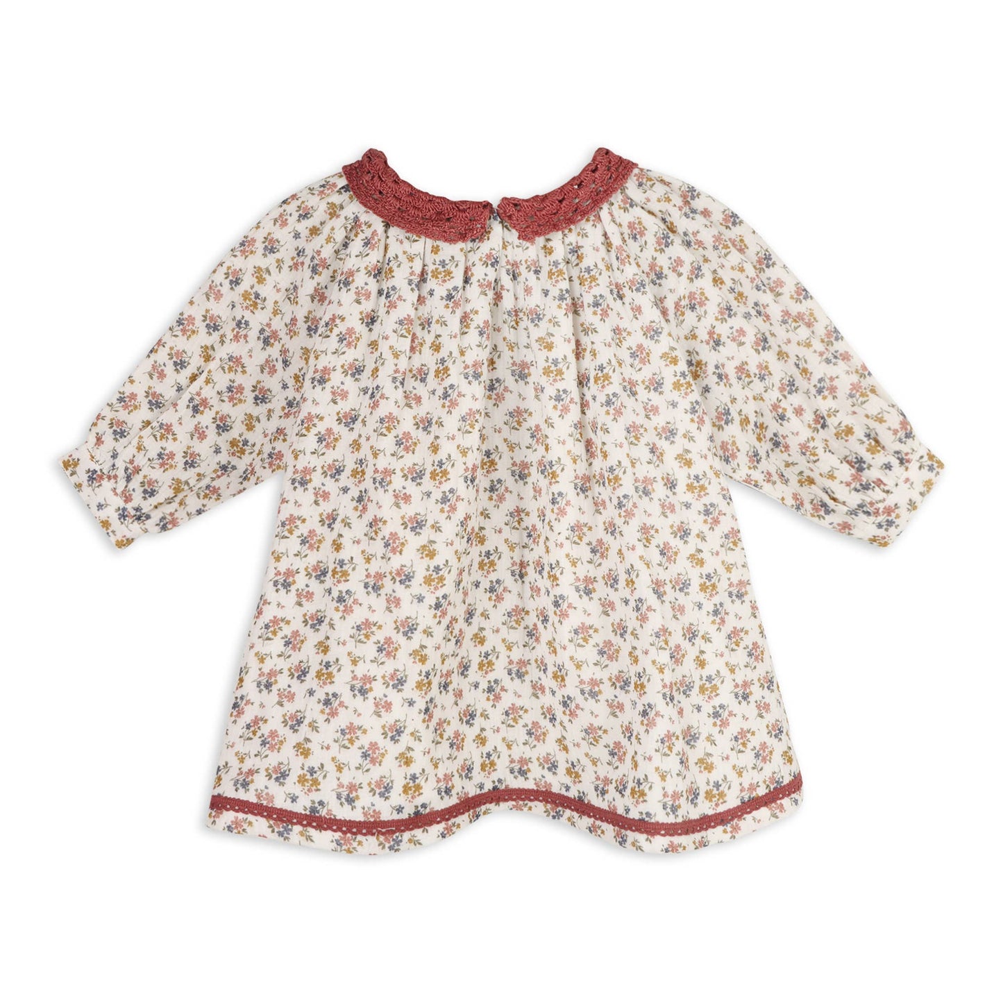 Floral Lace Collar Muslin Baby Dress & Bloomer (Organic)