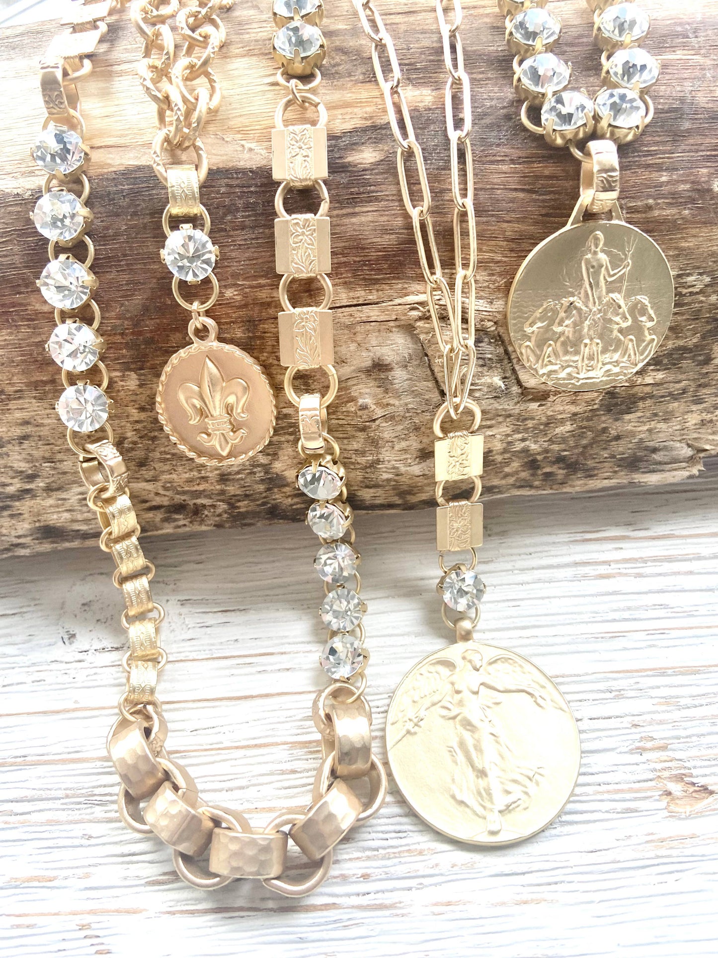 Fleur de lis french coin necklace