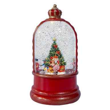 9" Battery Operated LED Nutcracker Tree Glitter Water Dome